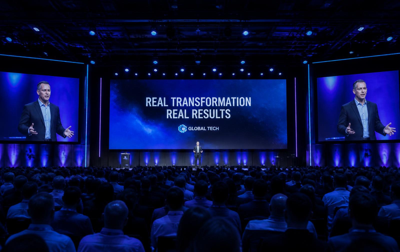 Large corporate conference main stage with audience